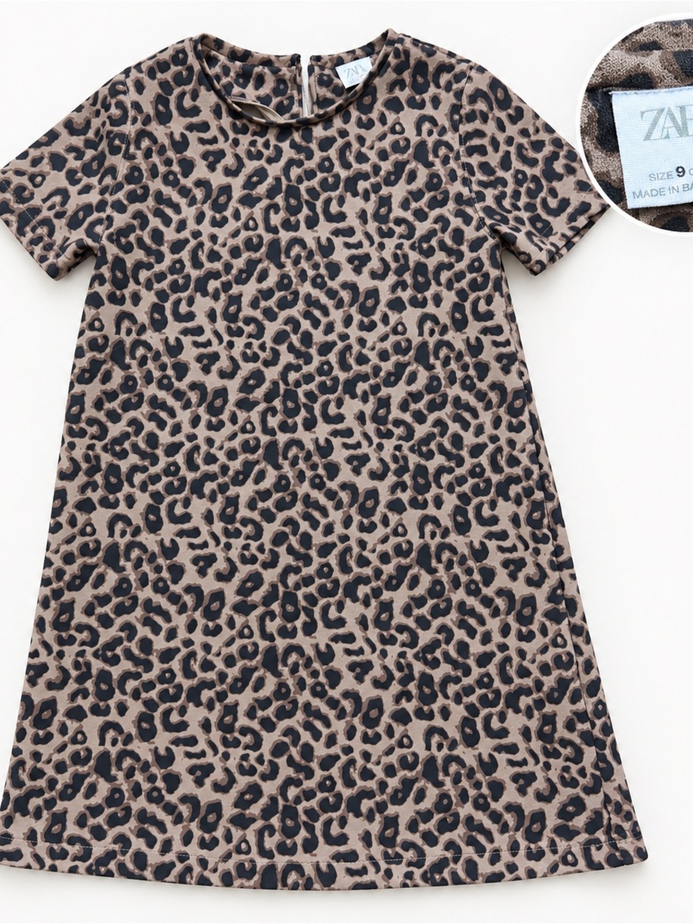 ZARA Girls Leopard Print Short Sleeve Dress Size 9 / 134